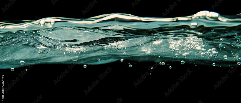 Poster Dynamic water bubble overlay with transient effects on a dark background