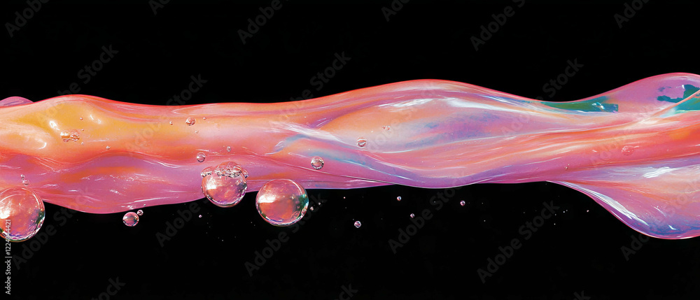 Poster vibrant water bubbles with colorful hues on a black background create an abstract texture
