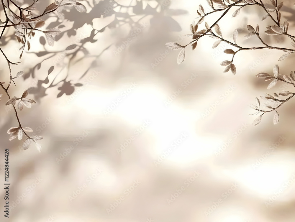 Poster delicate branches with soft shadows cast a gentle light on a neutral backdrop