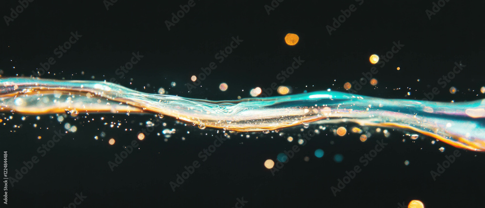 Poster sparkling water bubble texture with large bubbles on a dark background for overlays