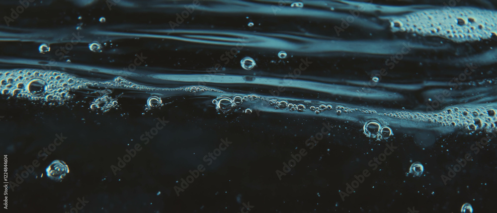 Poster Water bubbles overlay texture with small and dense clusters against a black background