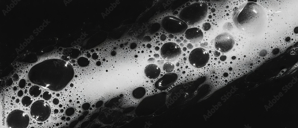 Aufkleber diverse clusters of water bubbles captured on a black backdrop with clear texture