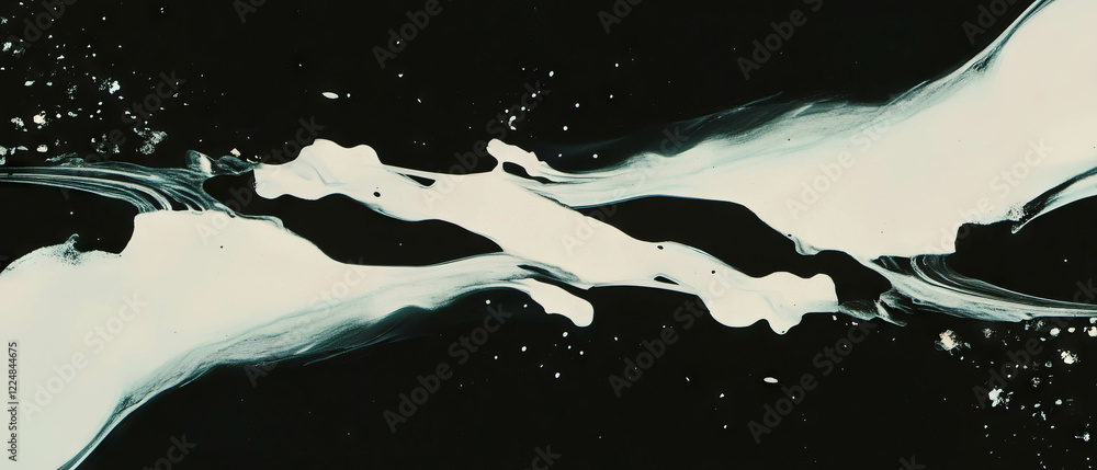 Poster watercolor drips and splatters create dynamic movement on a black background