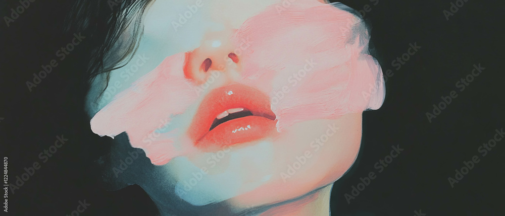 Poster expressive watercolor portrait with vibrant brushstrokes and space for a custom message