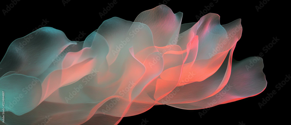 Poster flowing wavy petal edges create an elegant backdrop for personal messages on a black background