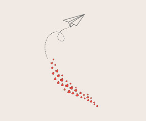 Paper plane valentines day vector illustration 