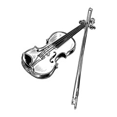violin line art hand drawn illustration © Garage graphic.std