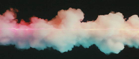 Vibrant white smoke with colored lightning effect against a black background