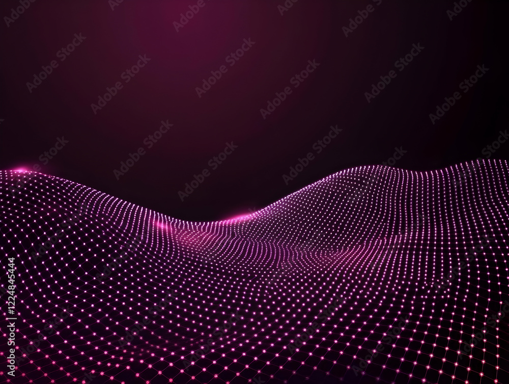 Aufkleber abstract pink grid waves flow seamlessly across a dark background in a digital art.