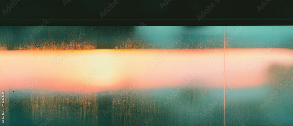Poster Warm sunrise light creating an enchanting atmosphere through a window with a dark background