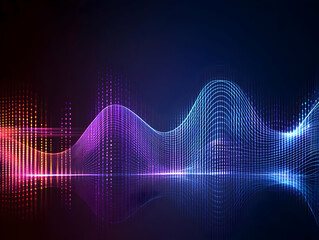 Abstract Wave Pattern Glowing with Colorful Lights and Reflection Effect Creates Dynamic Visual