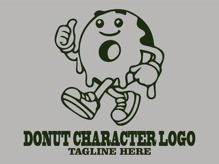 Cheerful green donuts fun food character, happy donuts fun face and suitable for cute cartoon design donut vector illustration background