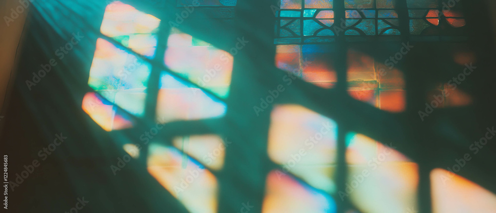 Poster Colorful window light overlays surrounded by abstract patterns showcase creative design elements