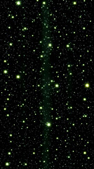 Green Stars Shine Brightly in the Dark Night Sky Background with Subtle Green Nebula
