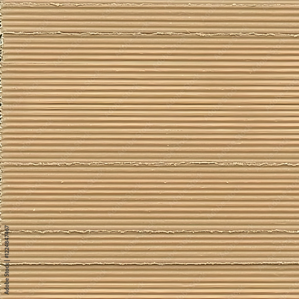 Poster close-up of stacked corrugated cardboard exhibits a textured, repetitive linear pattern with subtle 