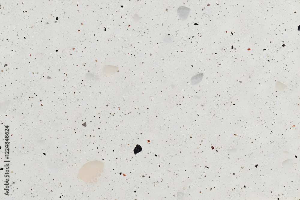 Poster white terrazzo texture displays tiny colorful chips in a smooth surface.