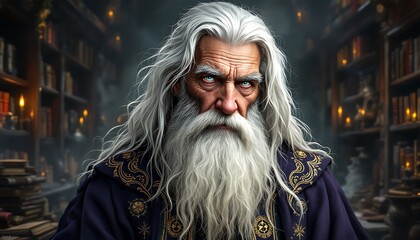 Obraz premium Majestic Wizard Portrait Digital Art Fantasy Illustration