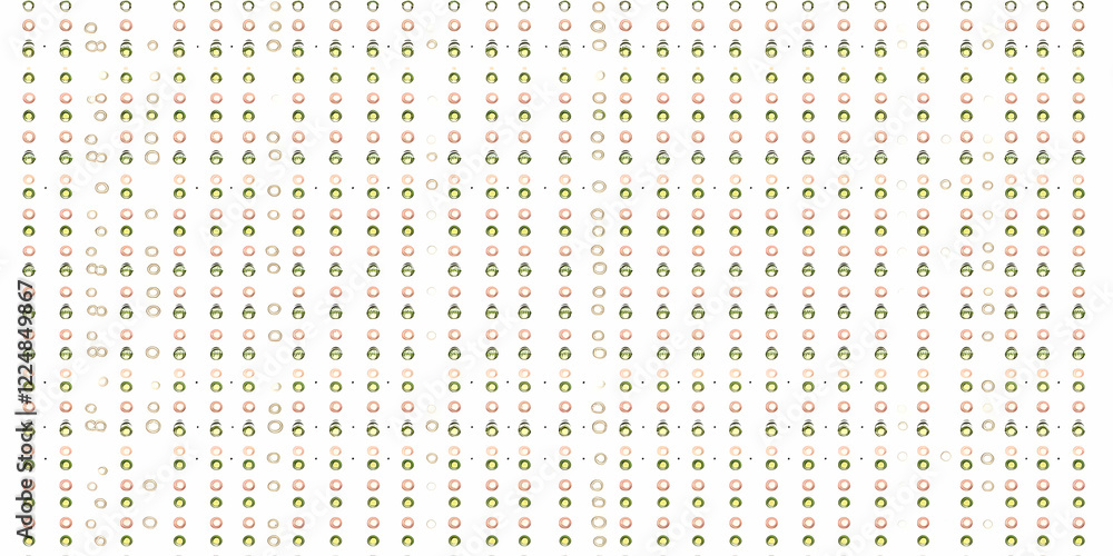 Poster abstract background displays repetitive circular patterns with green and pink hues seamlessly