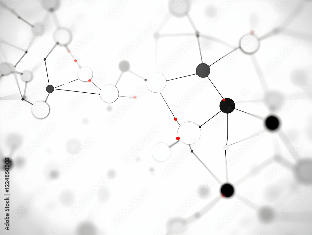 Poster Abstract 3D Network Connects Nodes and Forms Complex Relationships Seamlessly on White Background