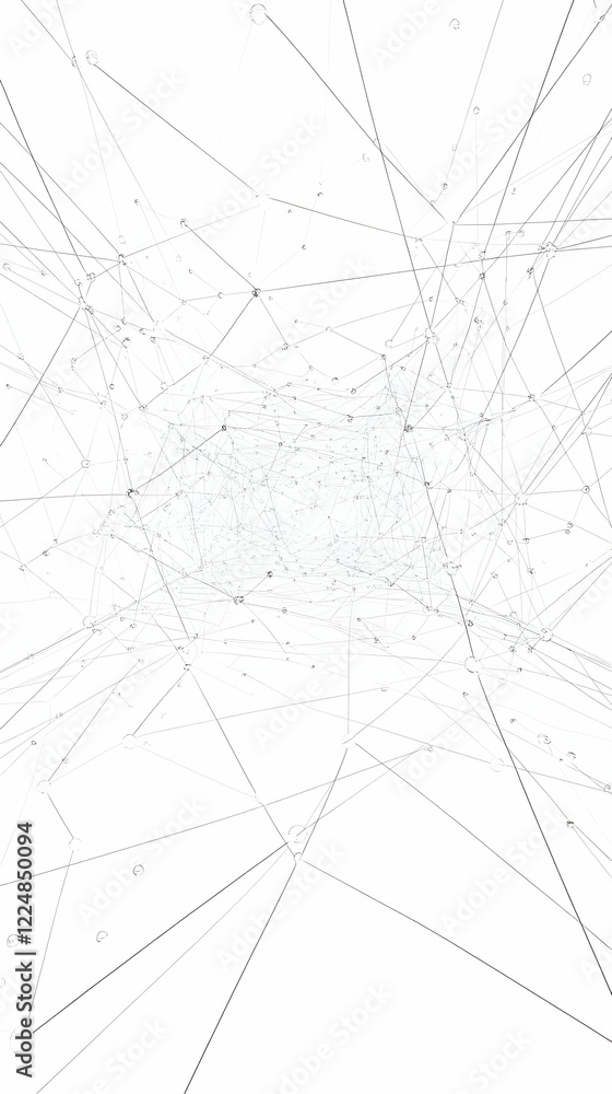 Poster abstract 3d network structure connects points and lines, forming a complex web pattern gracefully on