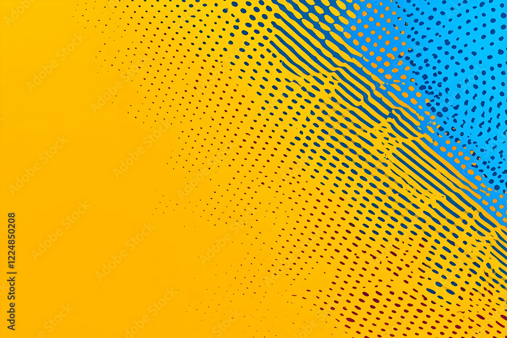 Aufkleber abstract background blends yellow and blue with dotted halftone pattern dynamically