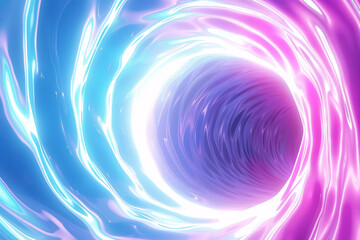  3D-Rendered Time Tunnel with Glowing Blue and Purple Lights