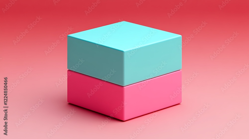 Poster colorful geometric shapes stack on a gradient background with smooth texture and modern aesthetic ap