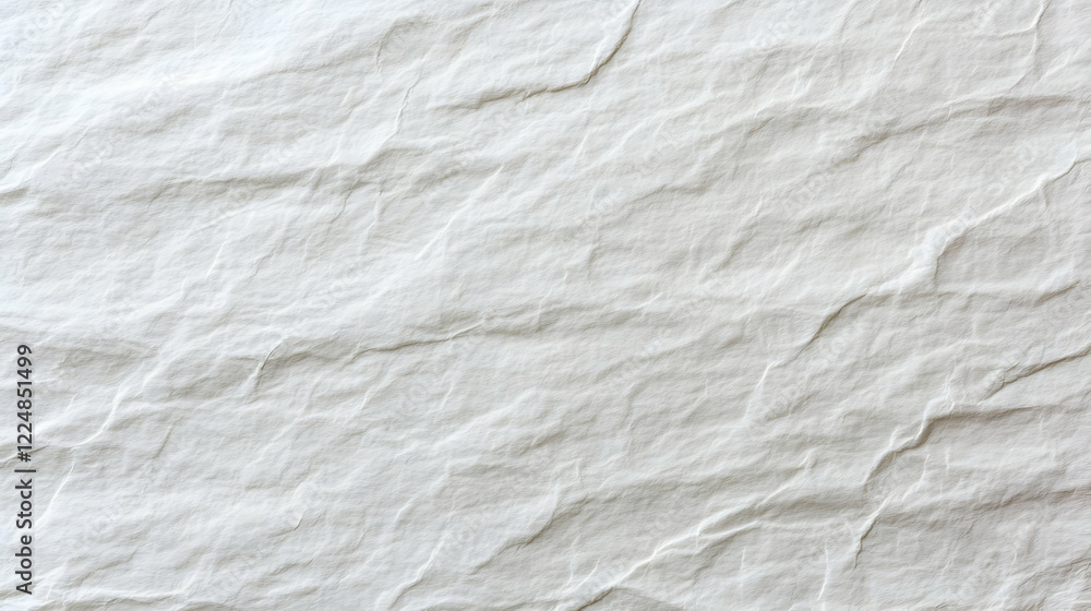 Poster white crumpled paper texture forms an abstract background with wrinkles and folds realistically.