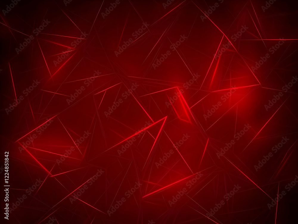 Poster abstract red background forms a geometric pattern with intersecting lines and triangles dynamically.