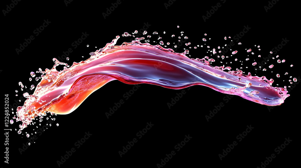 Poster a colorful liquid splash flows dynamically across a black background