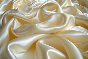 Obraz premium Creamy satin fabric, luxurious folds, smooth texture.