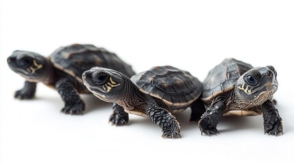 Naklejka premium Baby turtles on white background