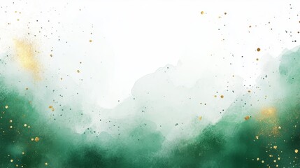 Colorful abstract watercolor design with green hues and gold accents for artistic inspiration and creative projects