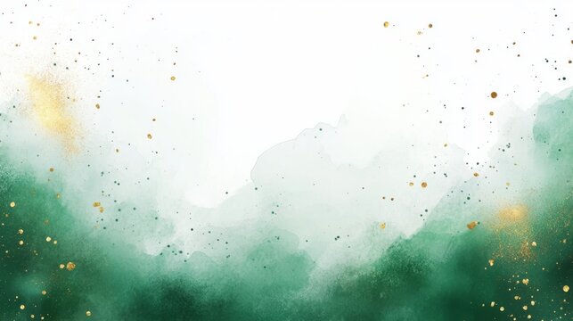 Colorful abstract watercolor design with green hues and gold accents for artistic inspiration and creative projects