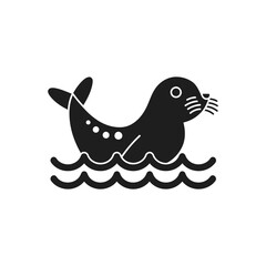 Spotted Seal Swimming Wave Icon