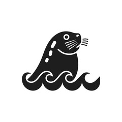 Spotted Seal Ocean Wave Icon