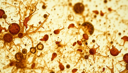 microscopic bacteria in soil sample with detailed view