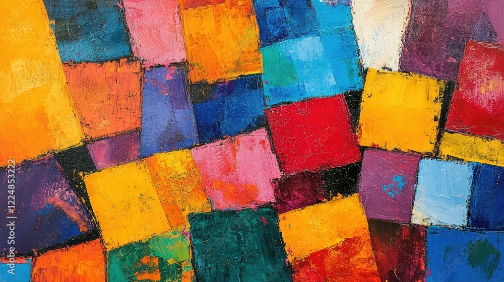 Fototapete a vibrant composition of overlapping colorful squares creating a dynamic abstract background with bo