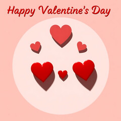 Romantic Valentine's Day Background with Red and Pink Heart Balloons on a Soft Pink Backdrop &ndash; Perfect for Love, Affection, February 14 Celebrations, Romantic Cards, Wedding Themes, and Heartfelt