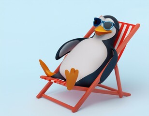 Obraz premium 夏のバカンスをしているペンギン