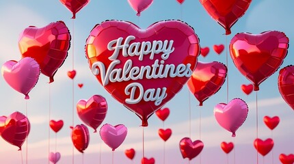Happy Valentines Day, 3D Card with Heart Shapes 