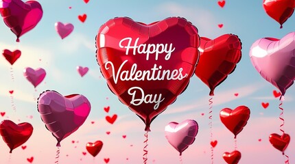 Happy Valentines Day, 3D Card with Heart Shapes 
