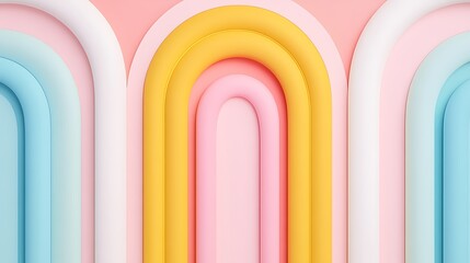 Obraz premium Colorful Pastel Arches on Soft Background for Modern Design and Creative Projects