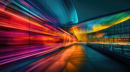 Abstract colorful light trails flowing in motion, creating a sleek and futuristic design in space