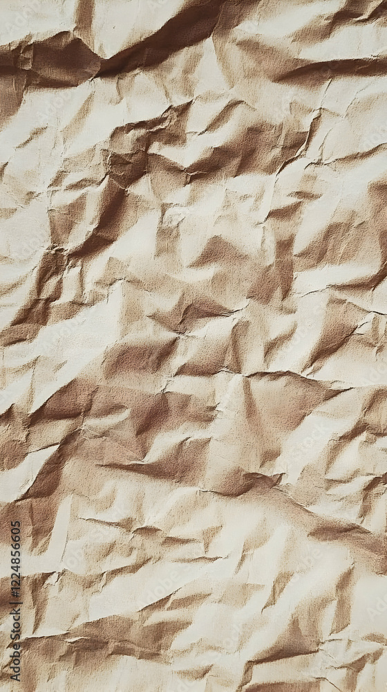 Poster crumpled brown paper texture forms an abstract background for various design applications