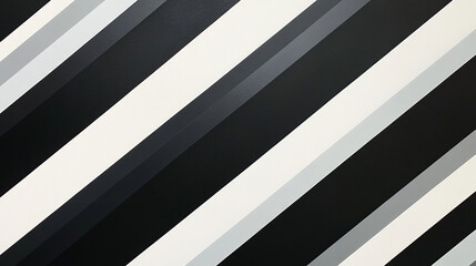 Fototapeta premium A high-contrast black-and-white design with bold diagonal lines in alternating shades of black, gray, and white, creating a striking monochromatic pattern.