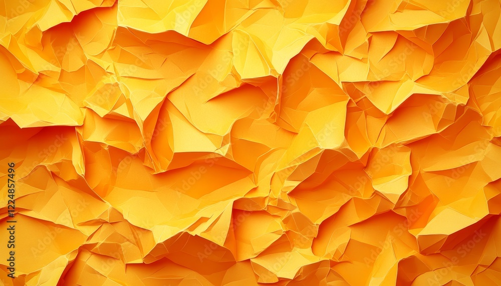 Aufkleber vibrant golden background abstract crumpled paper texture with clean lines illuminated by light.
