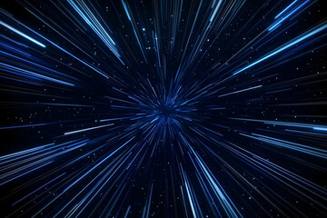 Fototapeta premium Abstract Background with Blue Light Streaks Radiating from Center Point on Dark Background