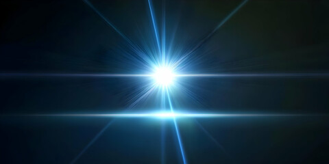 Fototapeta premium Bright Light Explodes in Dark Background, Abstract Digital Art Illustration with Beams and Flares.