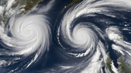 Hurricane seen from the space. Storm, hurricane, typhoon - concept cataclysm.  AI generated image, a